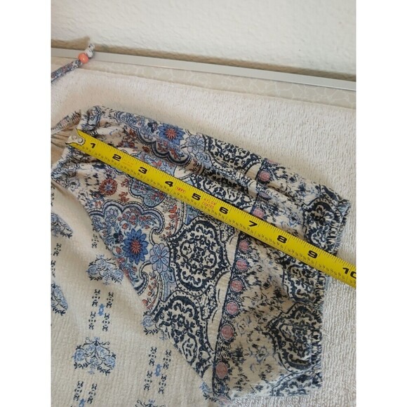 I.b. Diffusion Womens Blouse Floral Print Short Sleeve Scoop Neck Large Tassed‎ - Picture 11 of 13